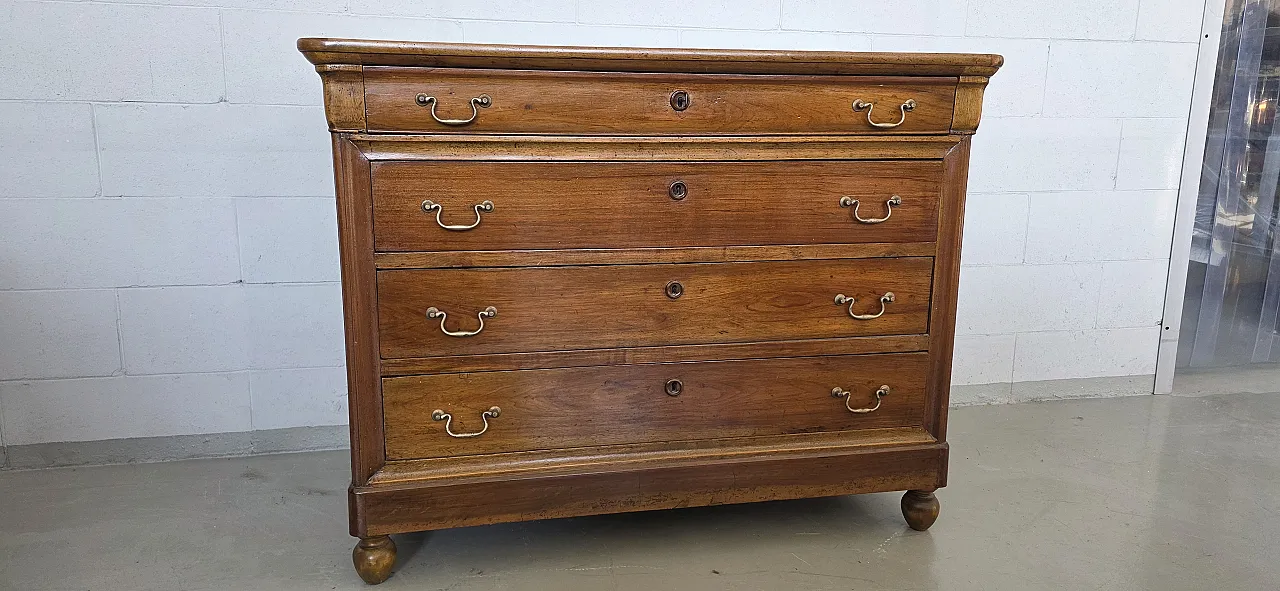 Louis Philippe chest of drawers in walnut, 19th century 2