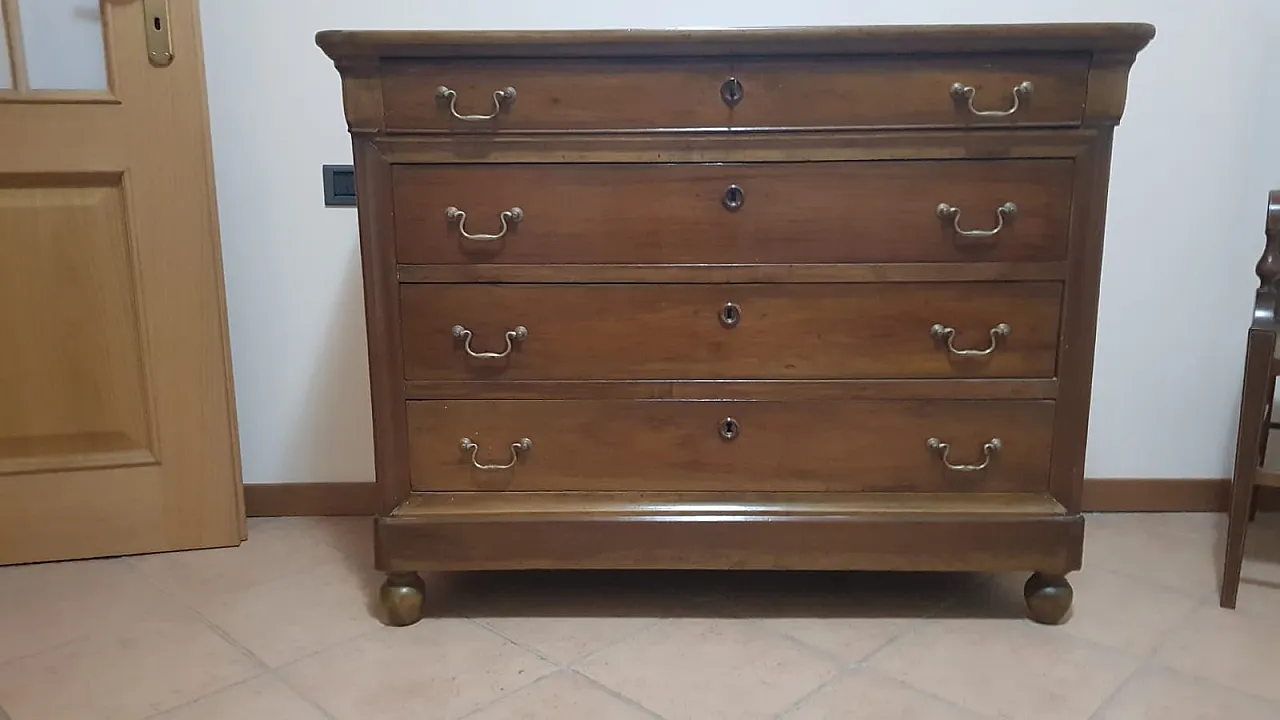 Louis Philippe chest of drawers in walnut, 19th century 14