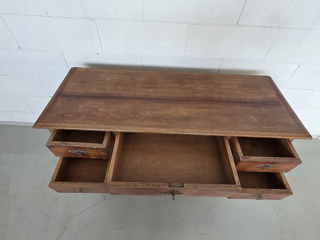 Louis XVI style solid wood desk, 50s 2