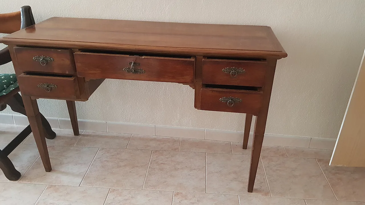 Louis XVI style solid wood desk, 50s 6