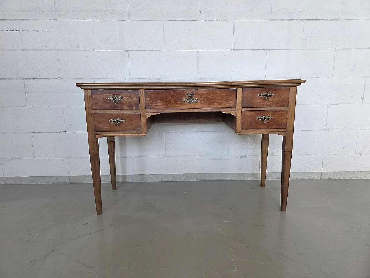 Louis XVI style solid wood desk, 50s 7