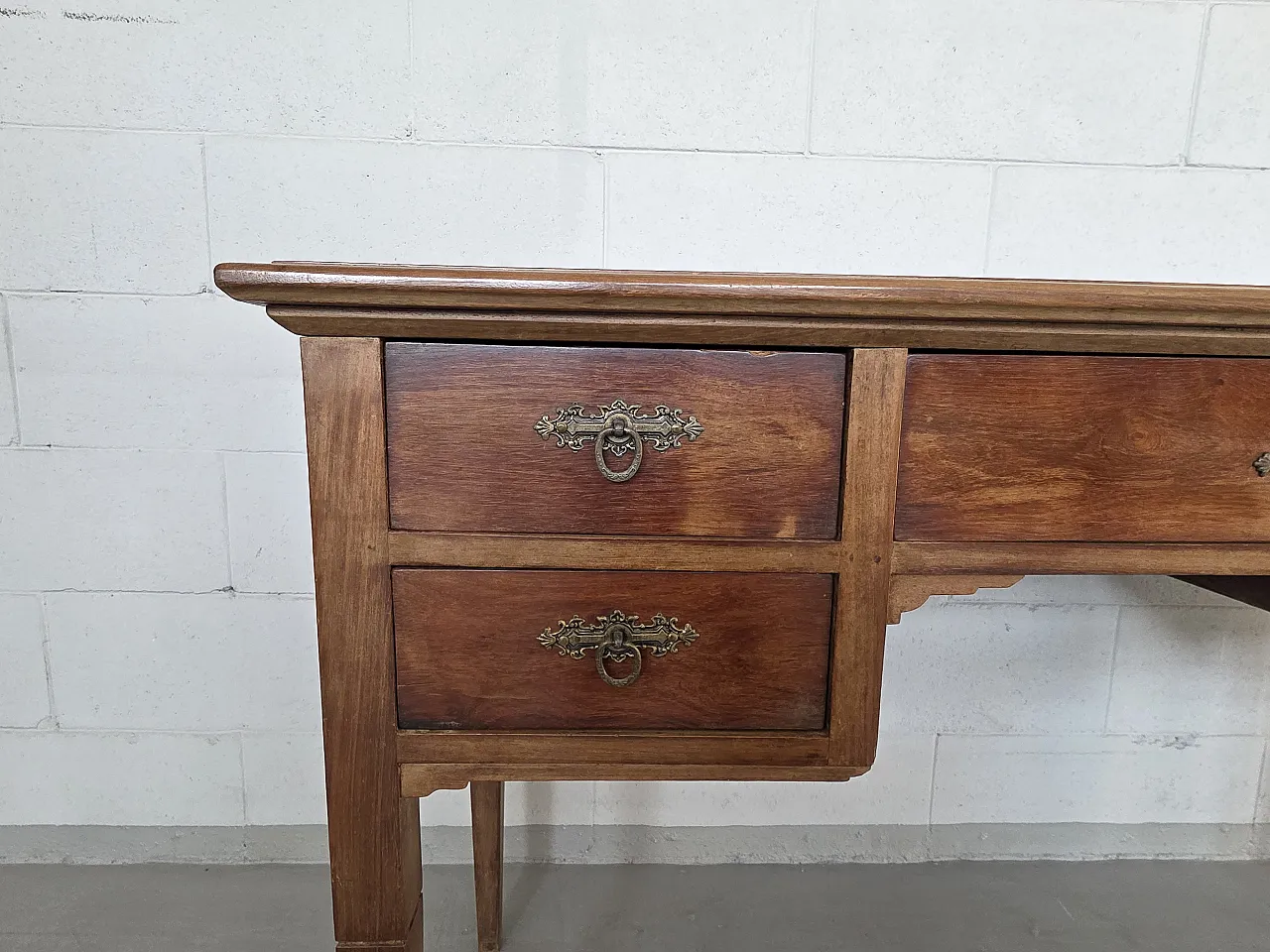 Louis XVI style solid wood desk, 50s 8