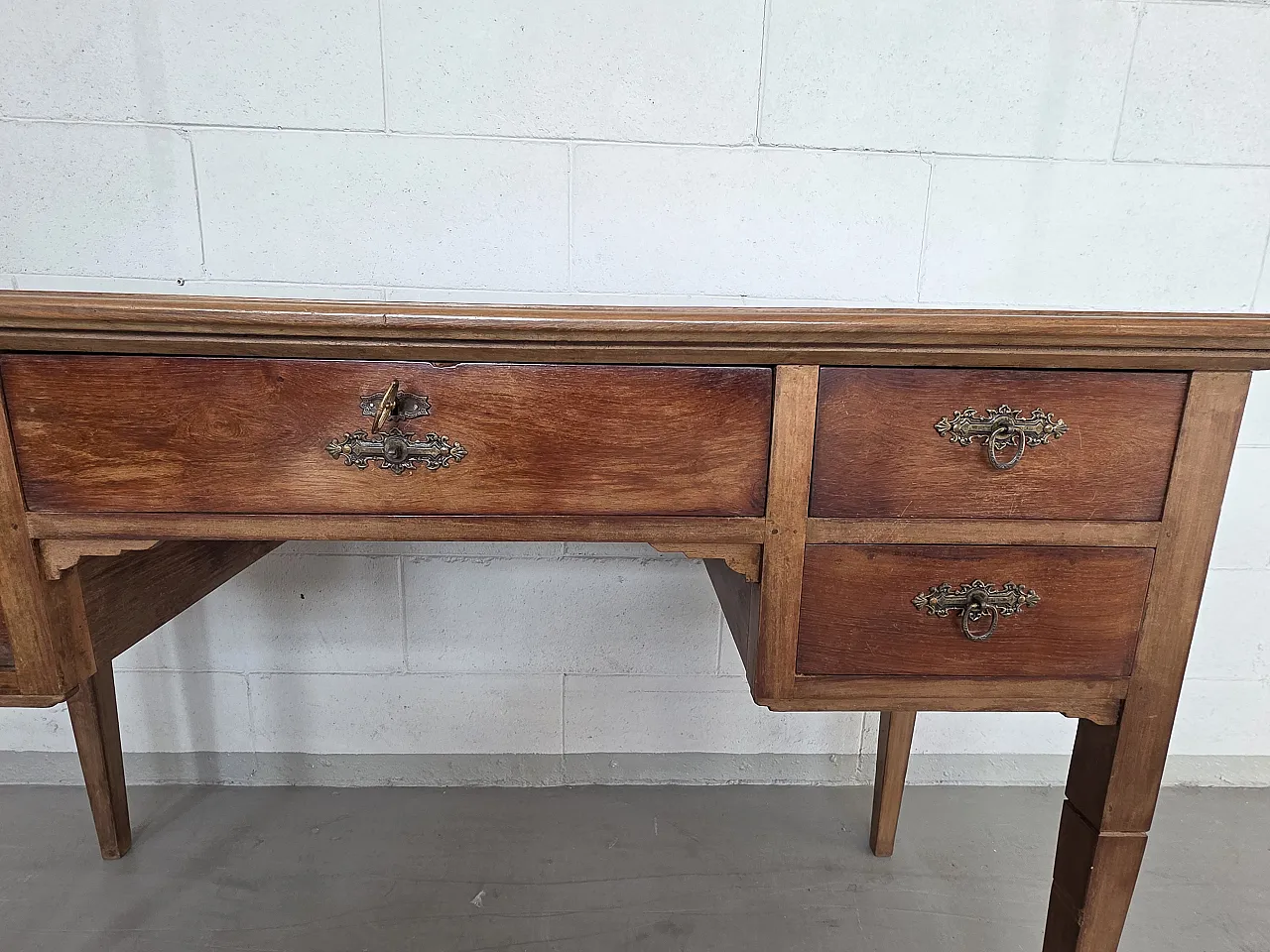 Louis XVI style solid wood desk, 50s 9