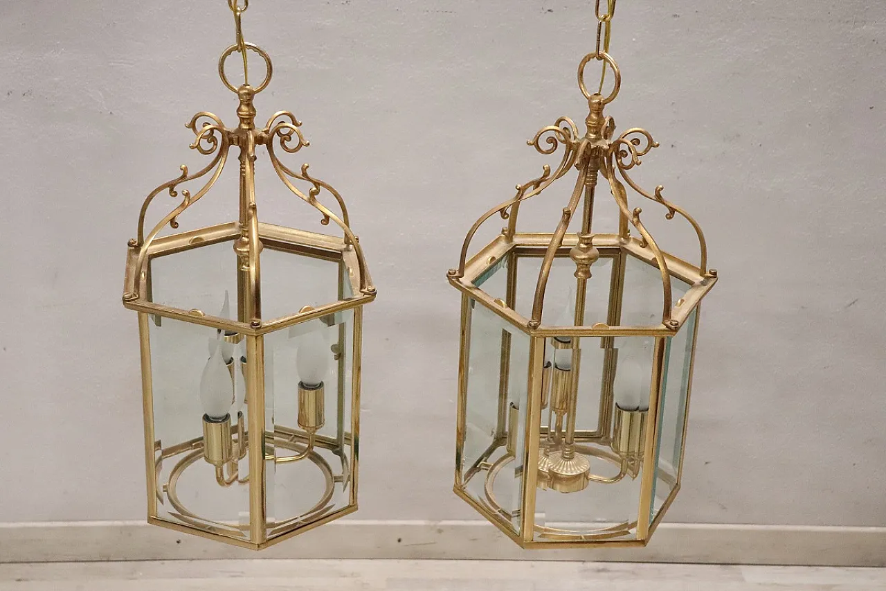Pair of refined golden lanterns, 1990s 3