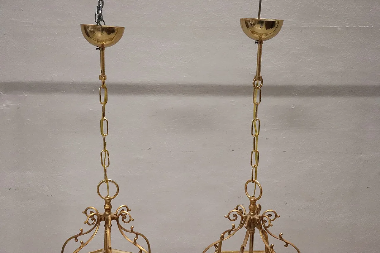 Pair of refined golden lanterns, 1990s 4