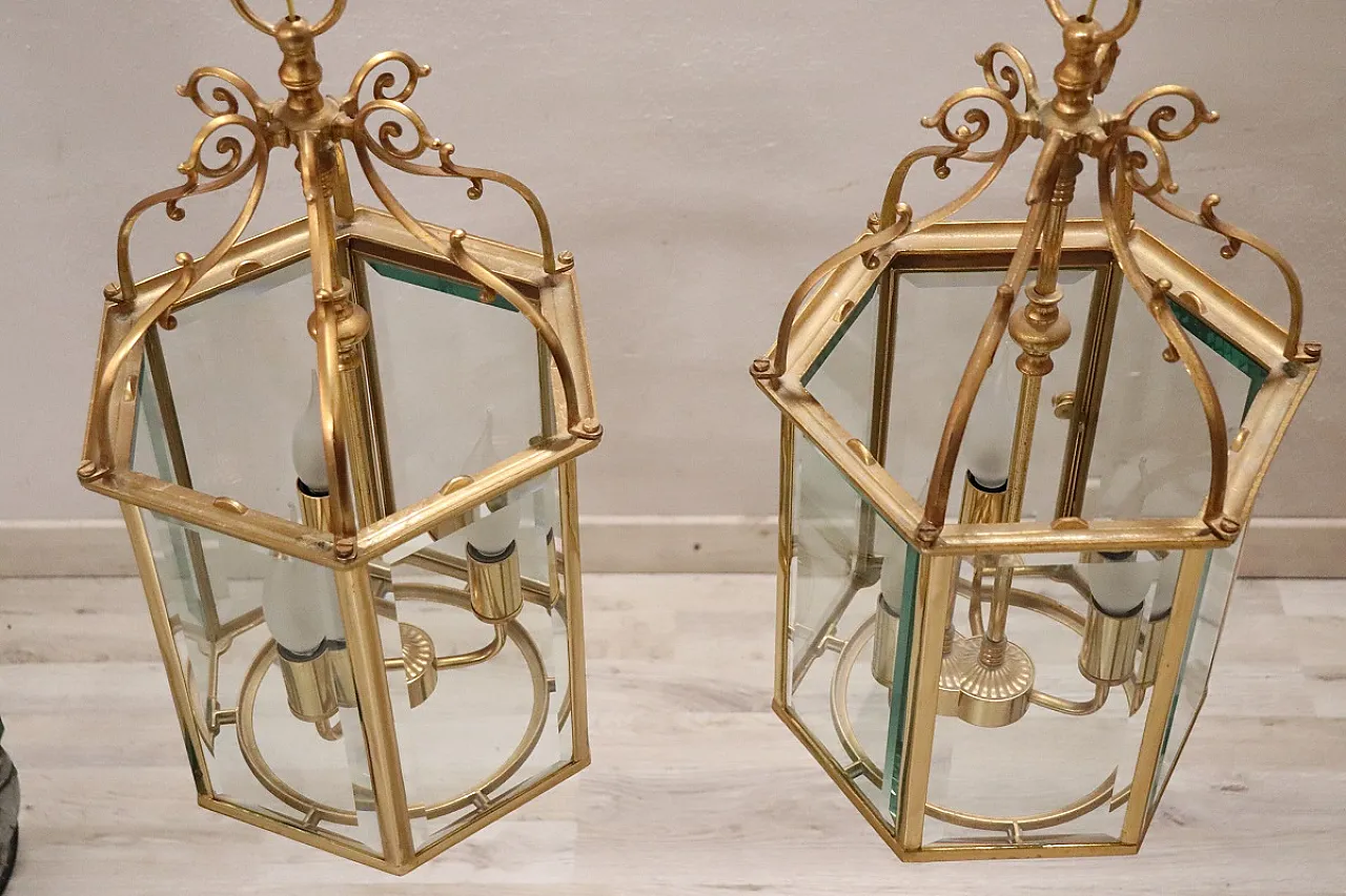 Pair of refined golden lanterns, 1990s 11