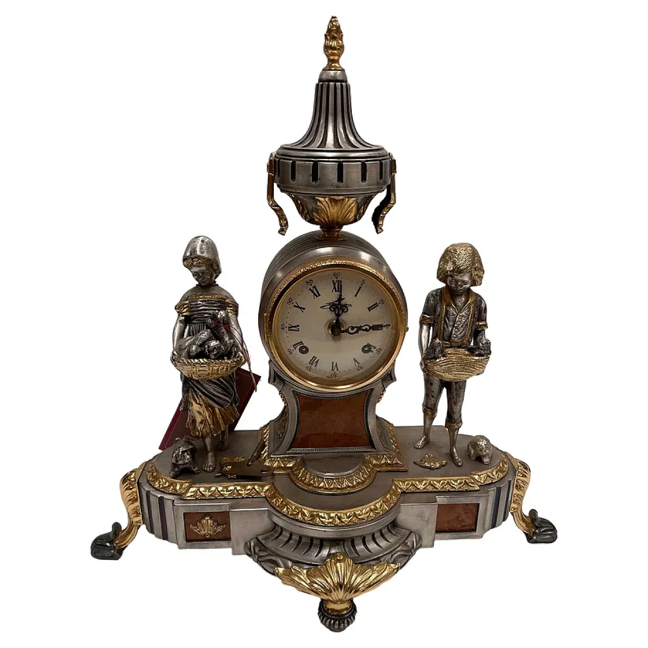 Golden and silver table clock, 20th century 1