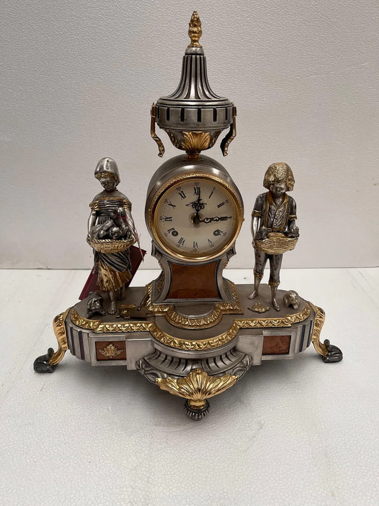 Golden and silver table clock, 20th century 2