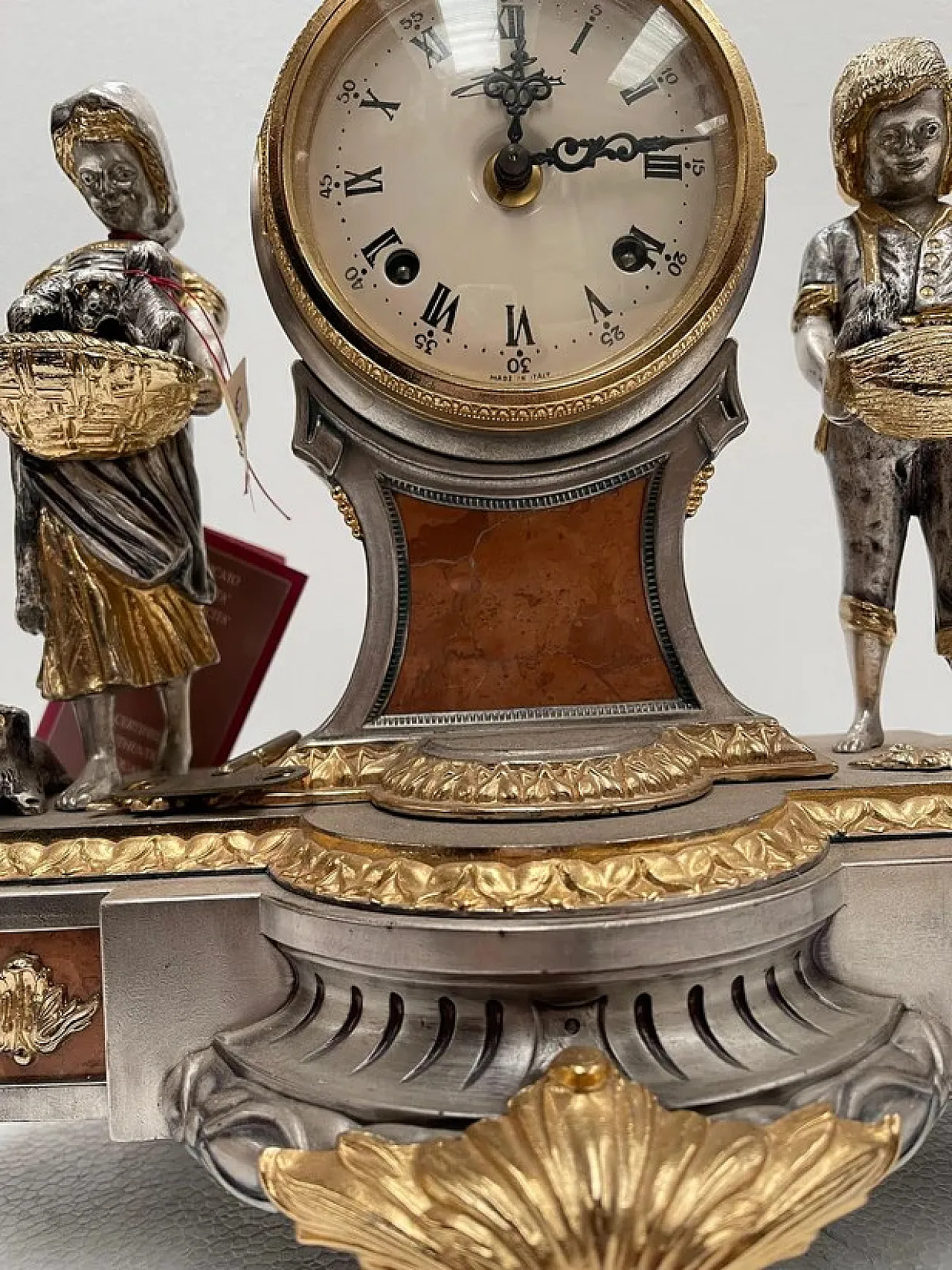 Golden and silver table clock, 20th century 4