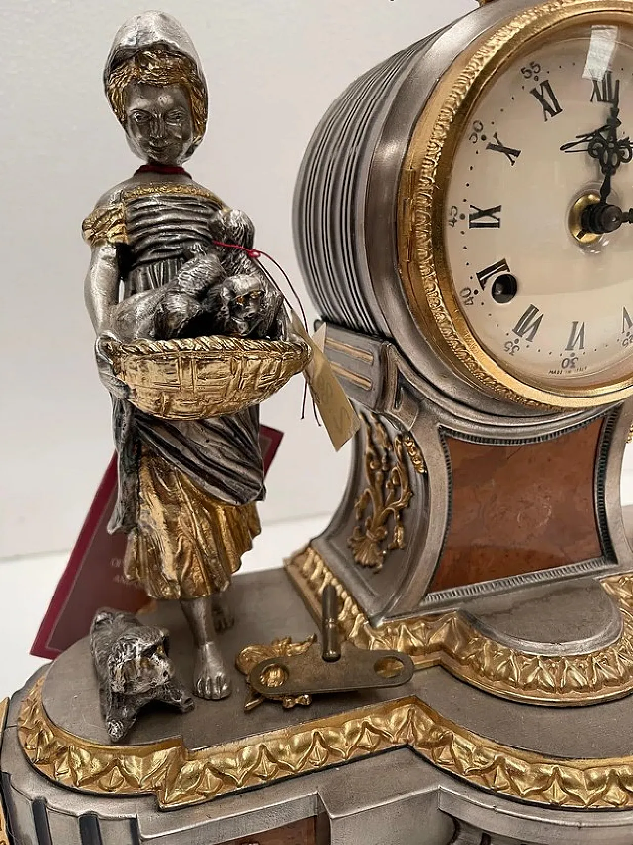 Golden and silver table clock, 20th century 5