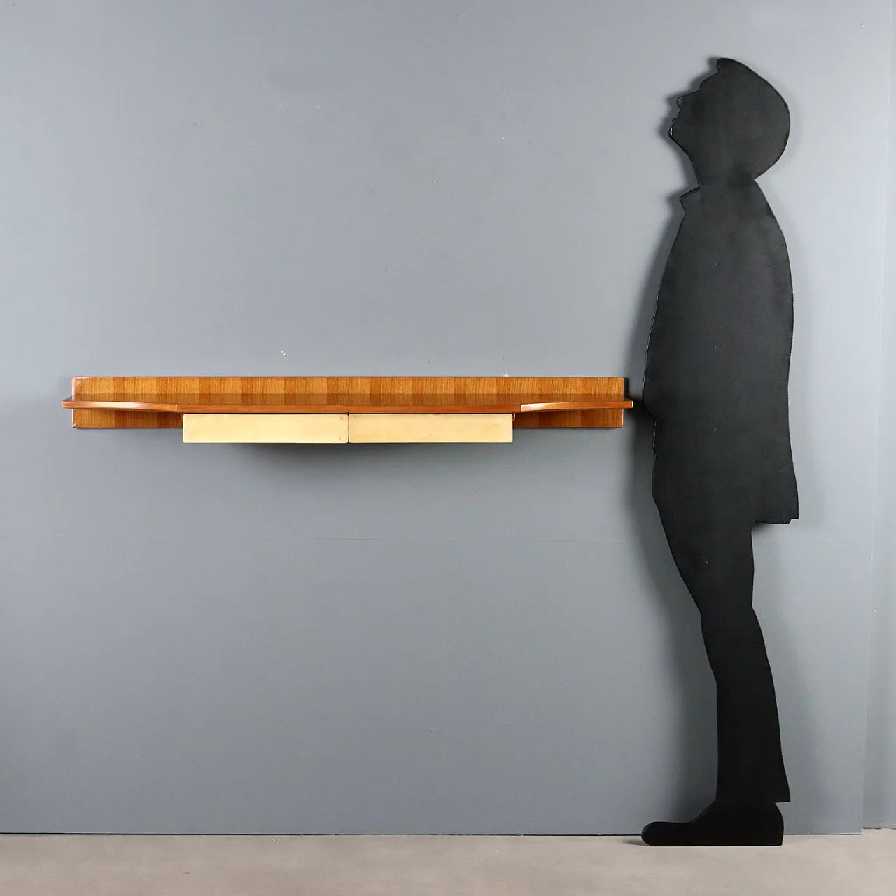 Consolle con impiallacciatura di mogano, pergamena e poliestere, '900 2