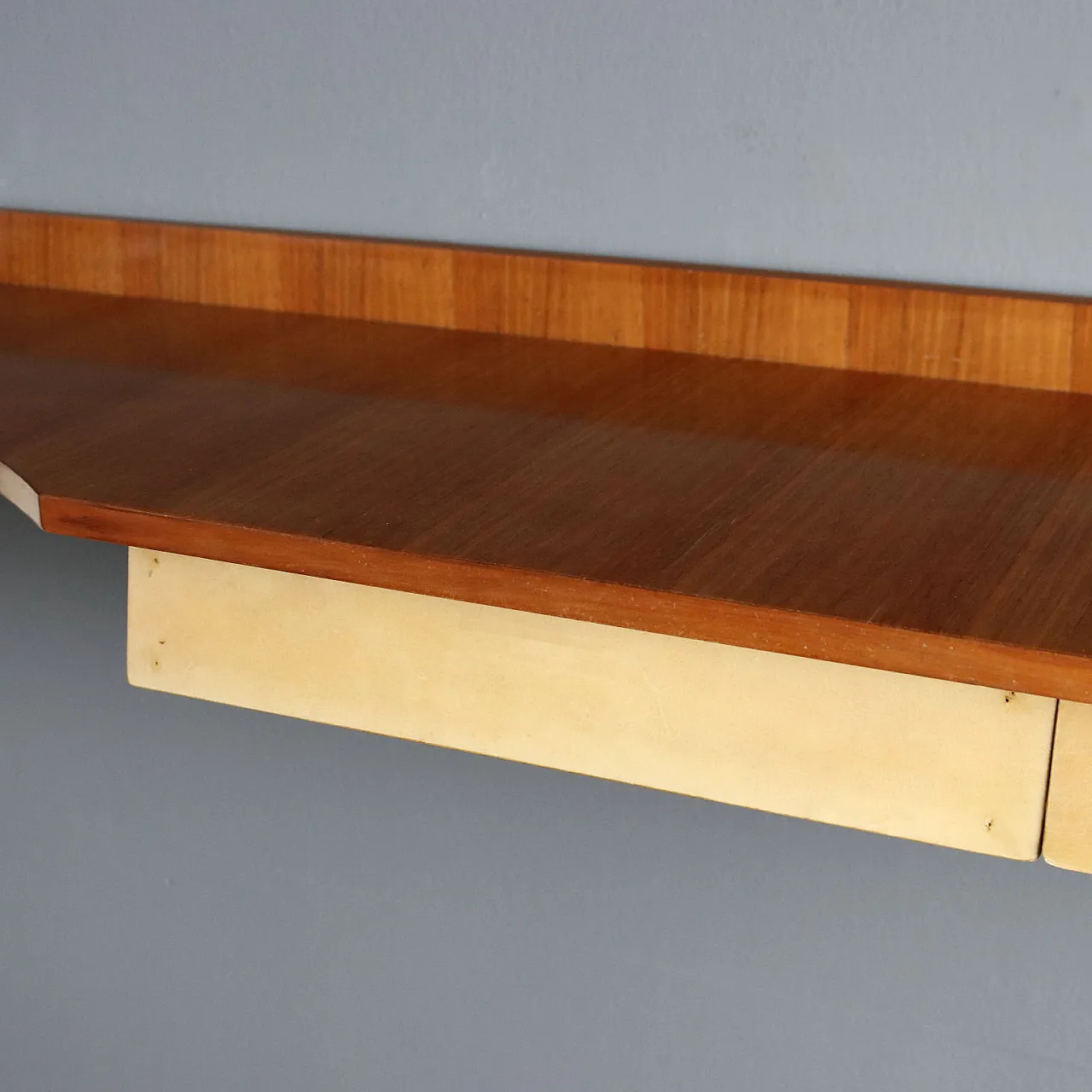 Consolle con impiallacciatura di mogano, pergamena e poliestere, '900 4