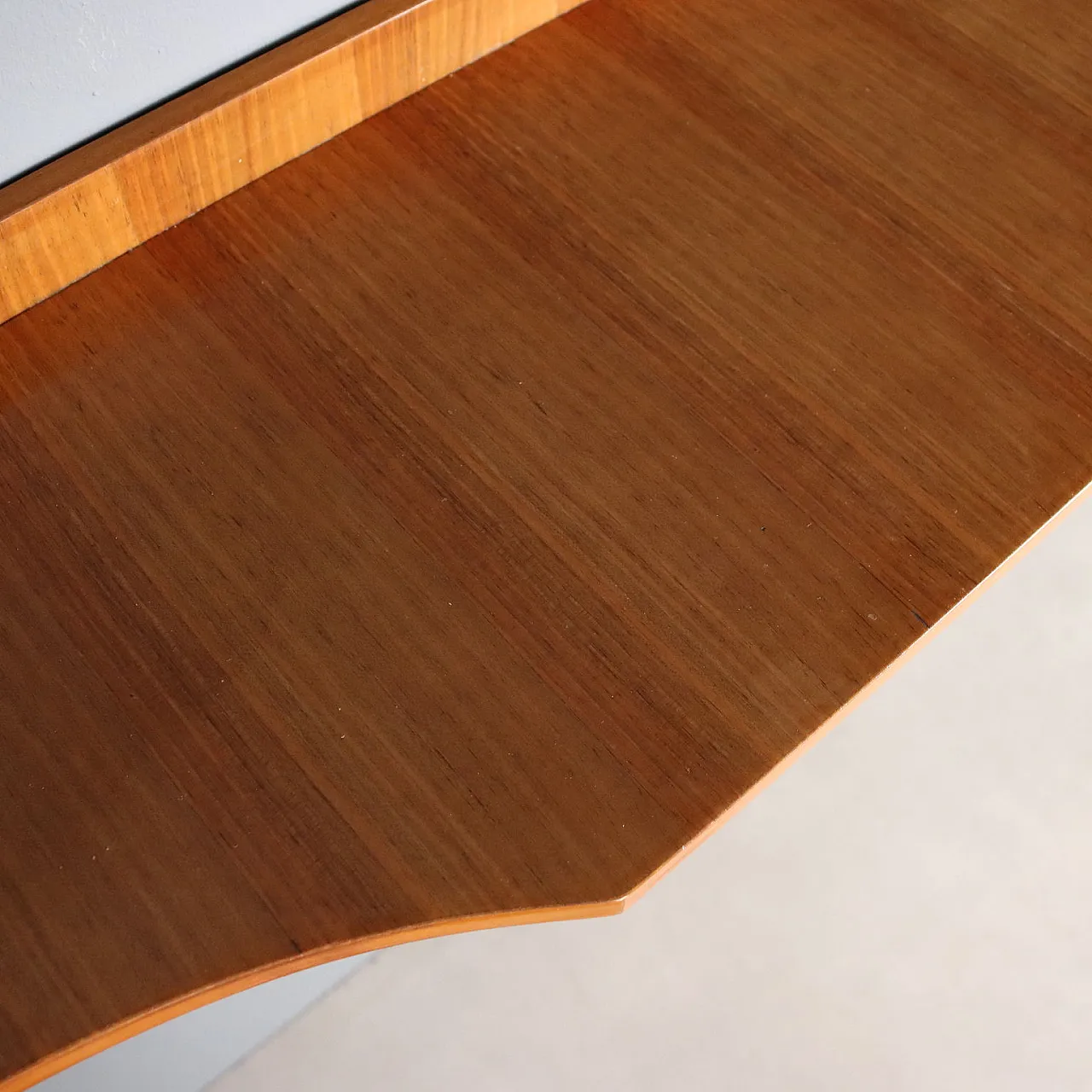 Consolle con impiallacciatura di mogano, pergamena e poliestere, '900 7