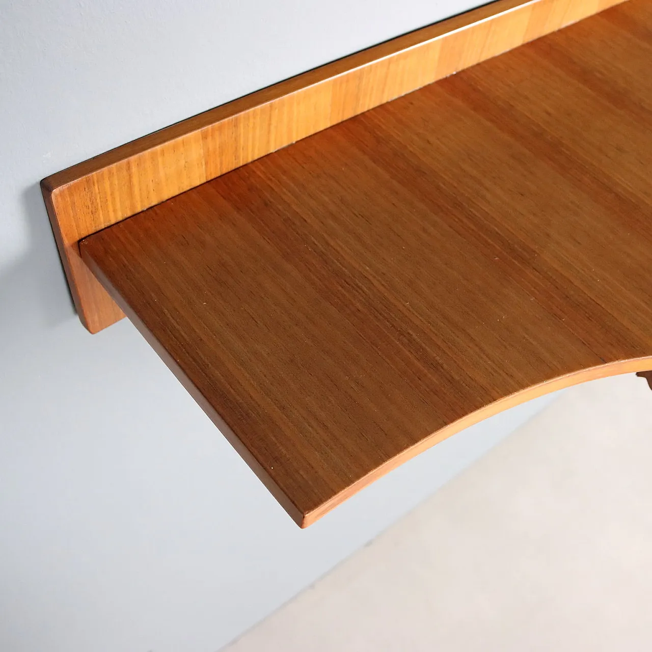 Consolle con impiallacciatura di mogano, pergamena e poliestere, '900 8