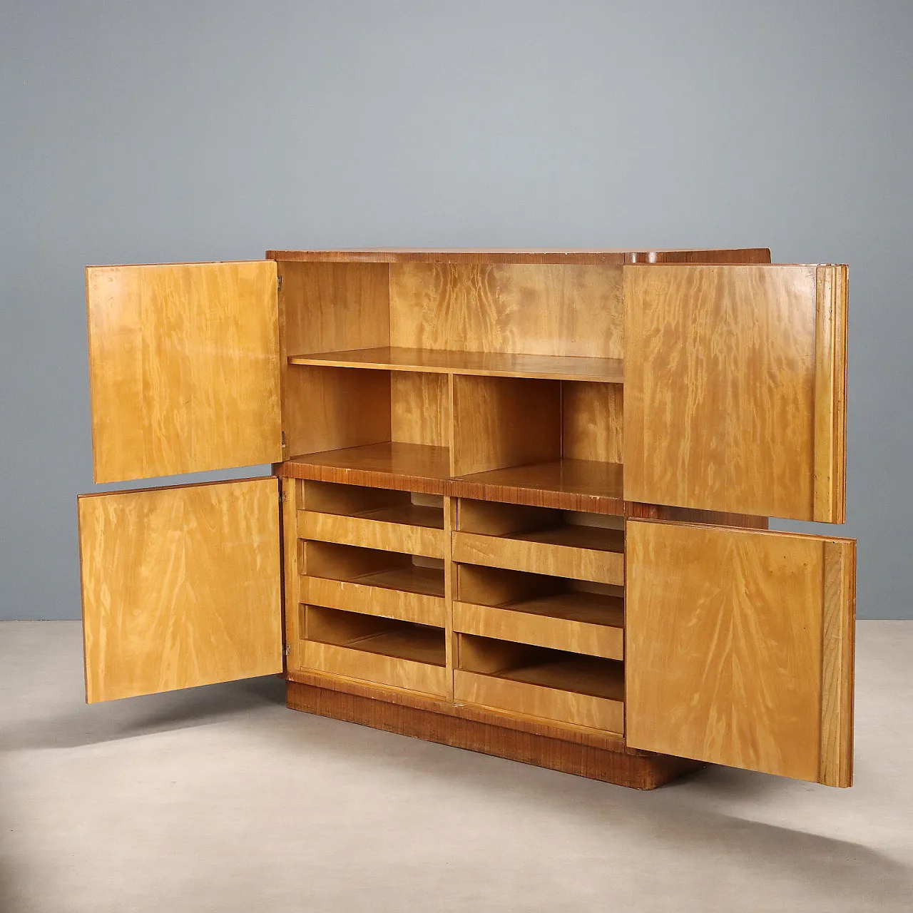 Credenza in impiallacciatura di legno esotico, '900 3