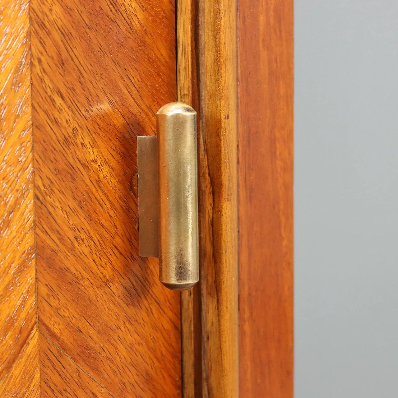 Libreria autoportante in legno esotico, mogano, vetro e ottone, '900 8