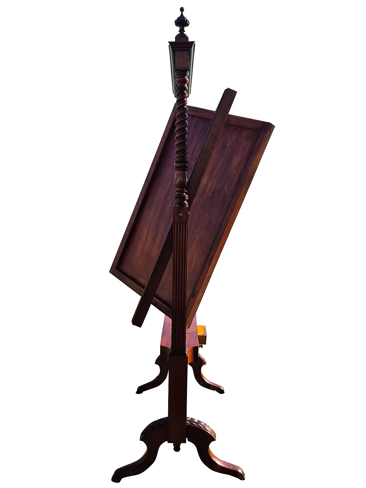 Specchiera basculante da terra in mogano con vetro molato, fine ’800 3