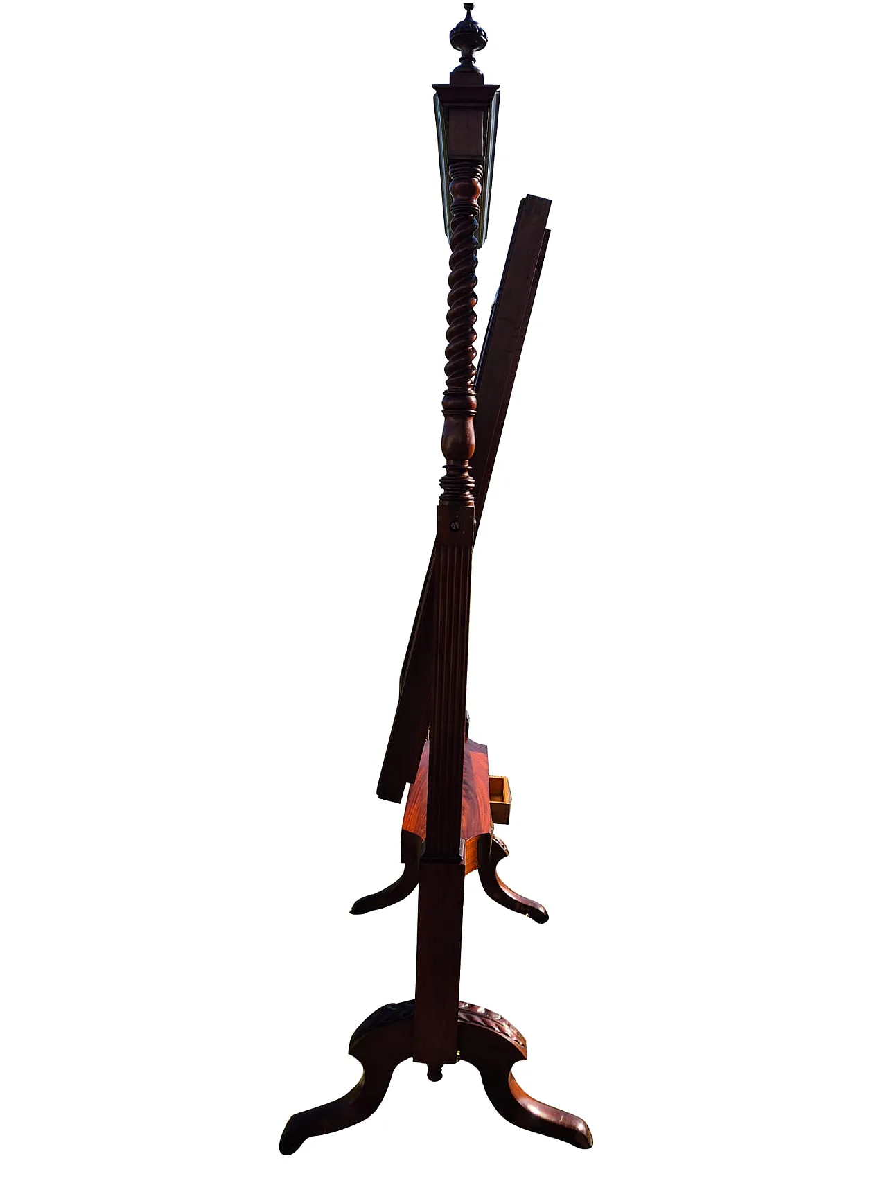 Specchiera basculante da terra in mogano con vetro molato, fine ’800 10