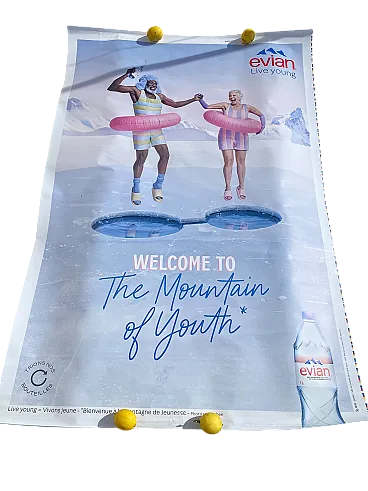 Poster pubblicitario Evian Welcome to the Mountain of Youth, anni 2000