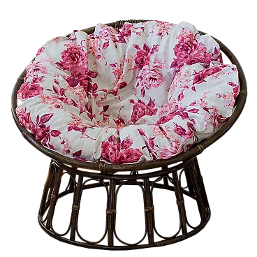 Round rattan armchair, 80s