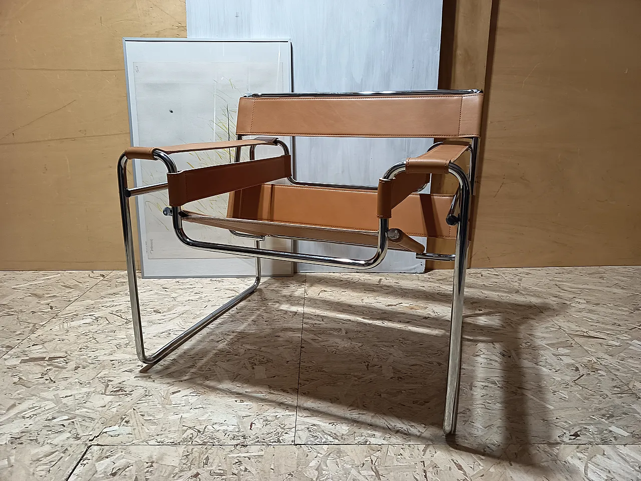 Wassilly armchair B3  by Knoll Studio in Cognac Natural Leather, 2000s 1