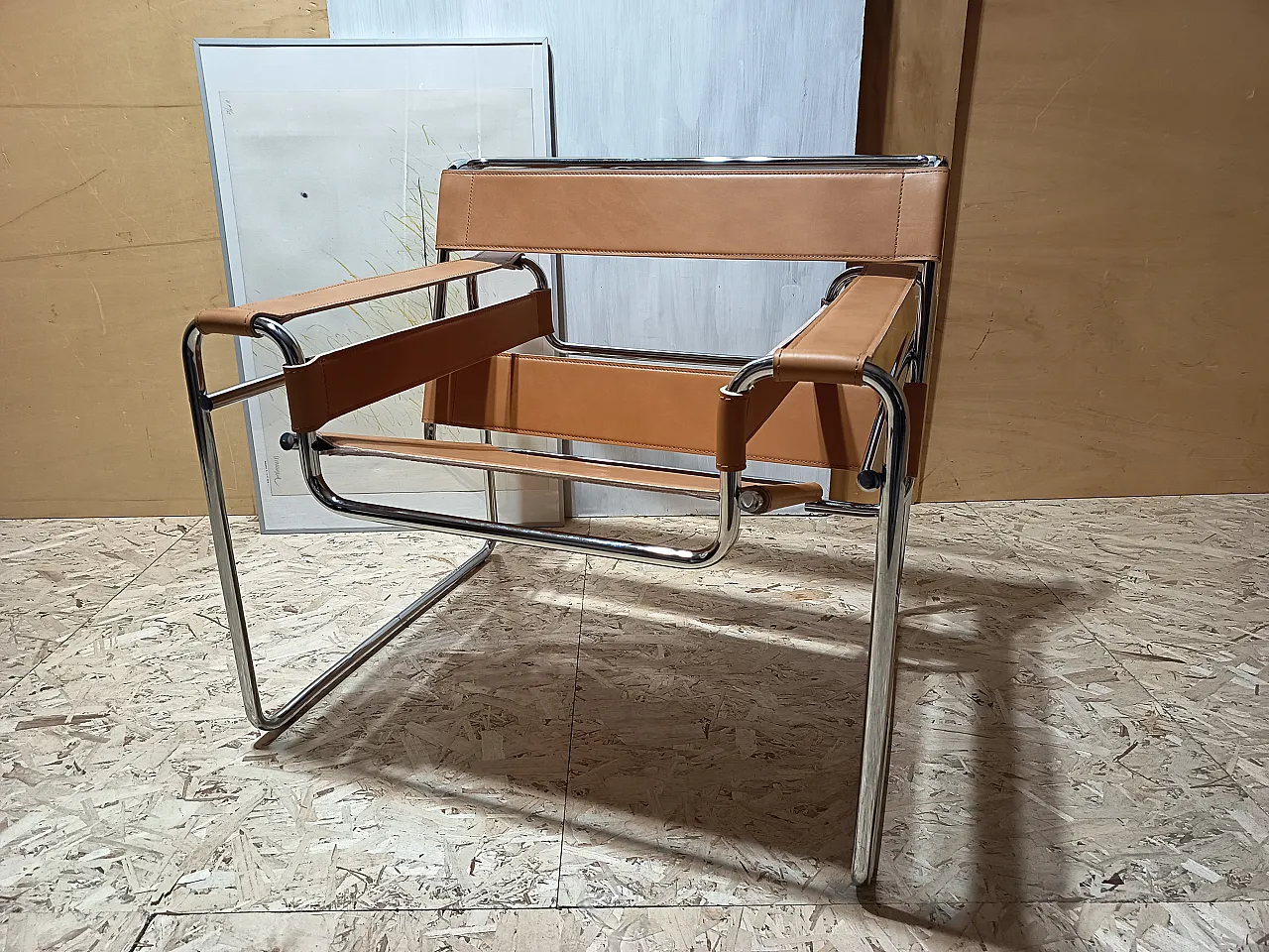 Wassilly armchair B3  by Knoll Studio in Cognac Natural Leather, 2000s 2