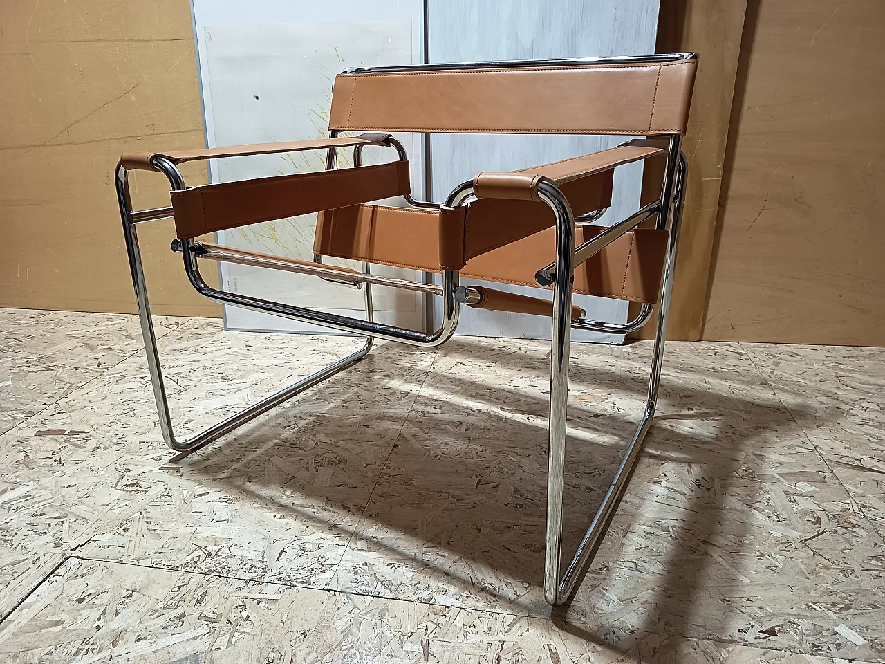 Wassilly armchair B3  by Knoll Studio in Cognac Natural Leather, 2000s 8