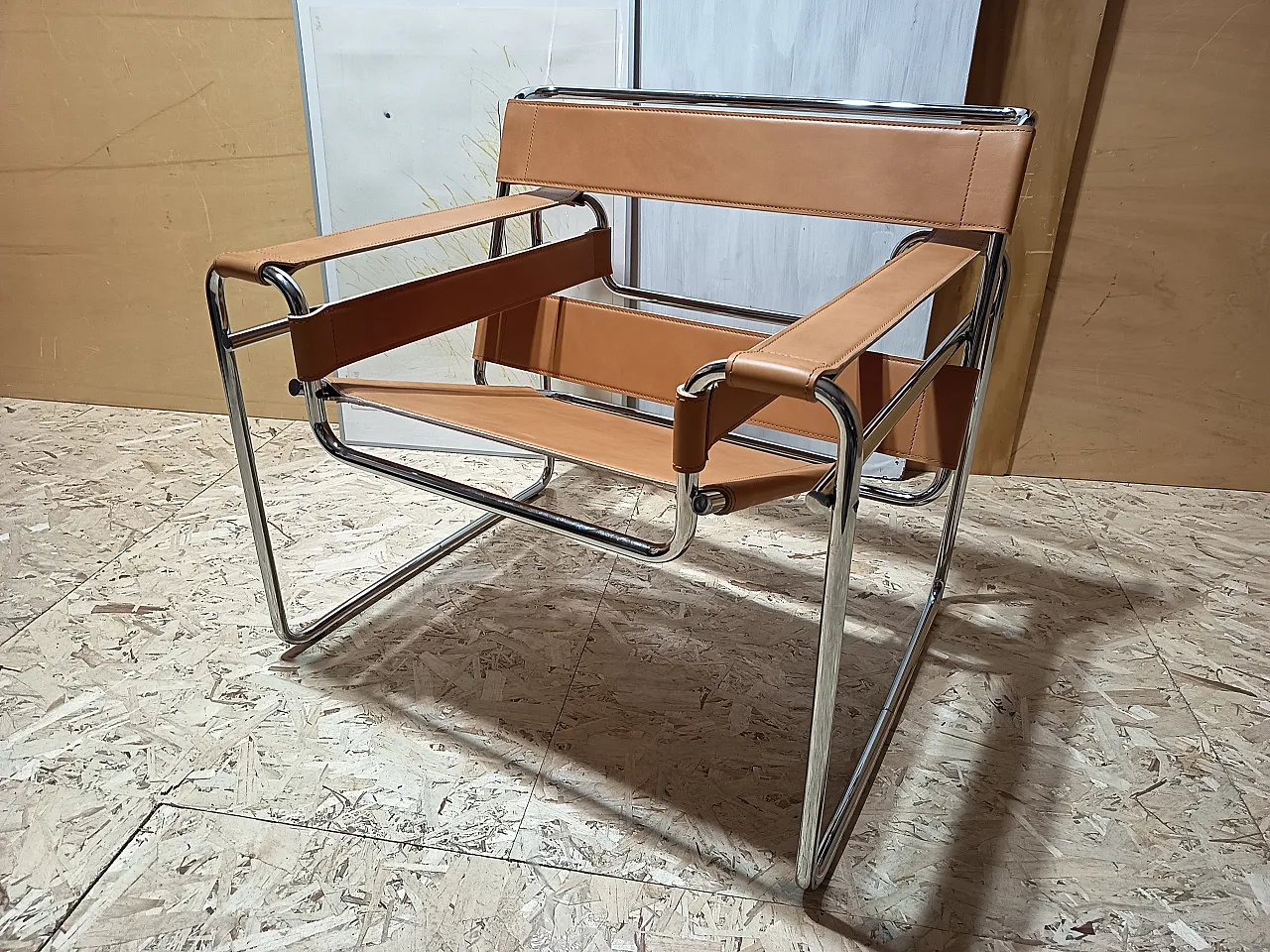 Wassilly armchair B3  by Knoll Studio in Cognac Natural Leather, 2000s 9