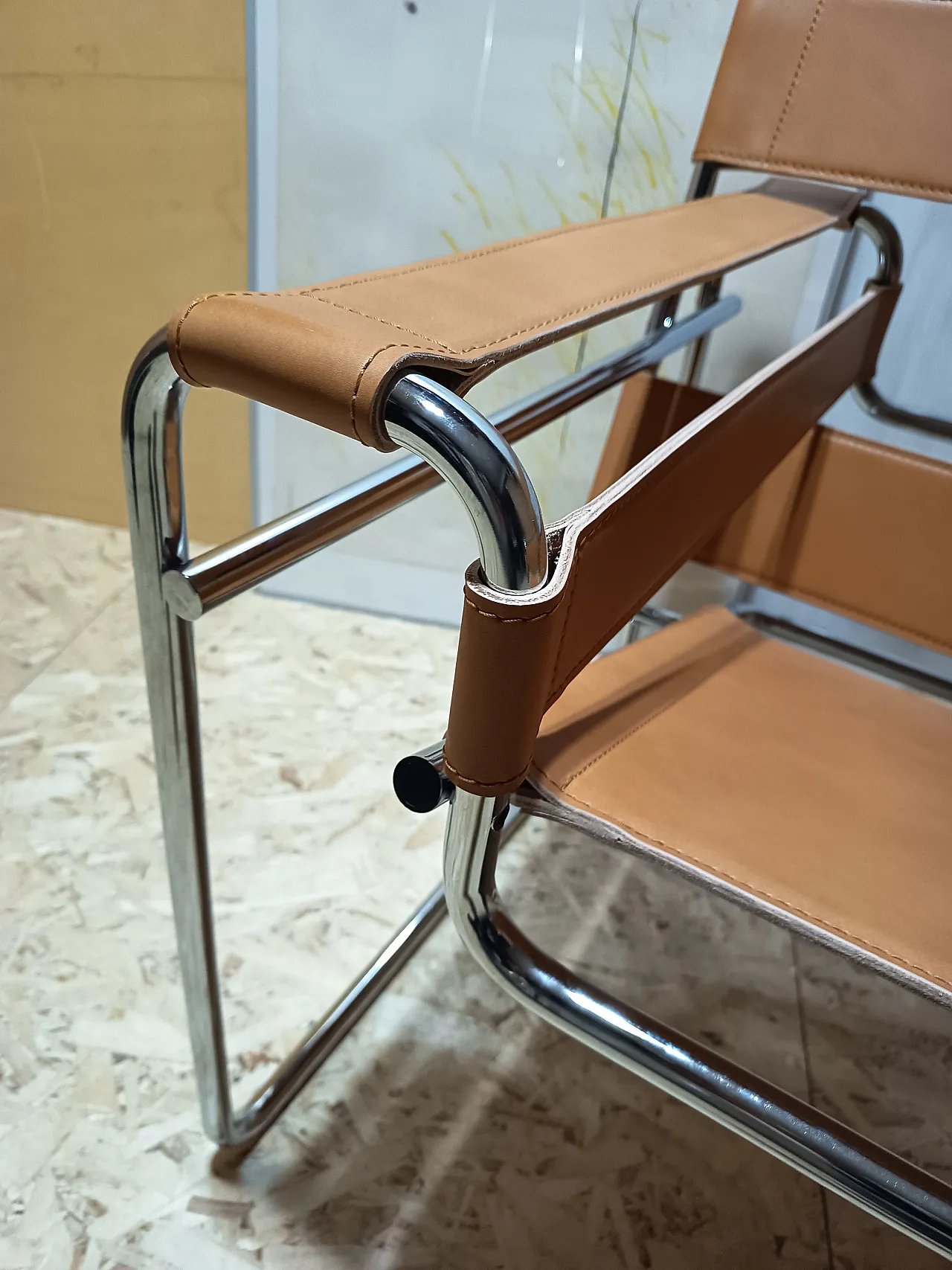 Wassilly armchair B3  by Knoll Studio in Cognac Natural Leather, 2000s 14