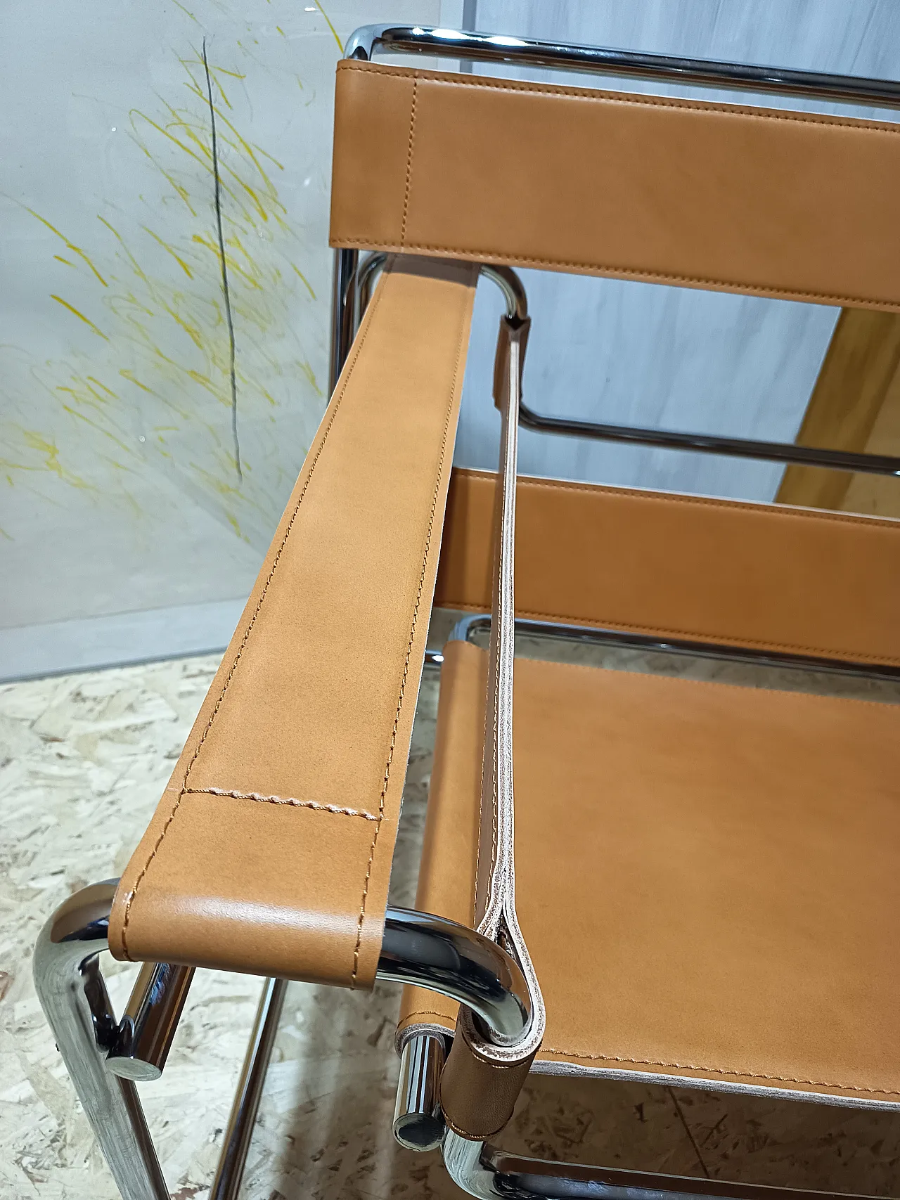 Wassilly armchair B3  by Knoll Studio in Cognac Natural Leather, 2000s 15