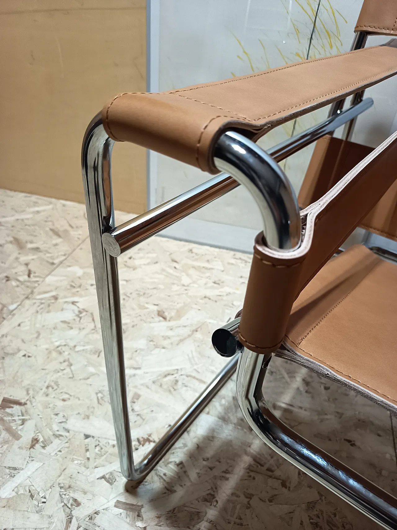 Wassilly armchair B3  by Knoll Studio in Cognac Natural Leather, 2000s 24