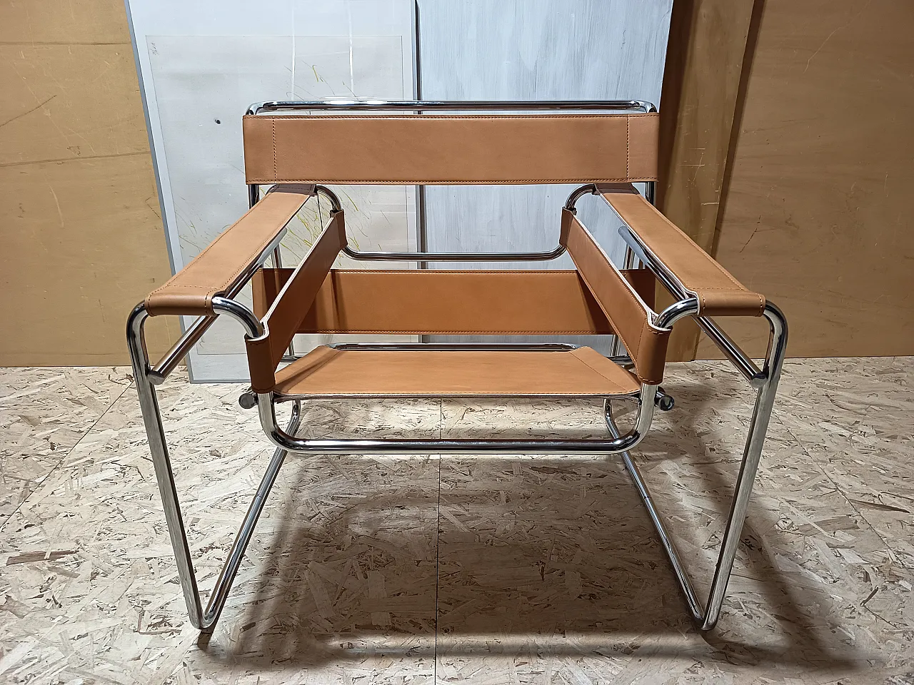 Wassilly armchair B3  by Knoll Studio in Cognac Natural Leather, 2000s 30