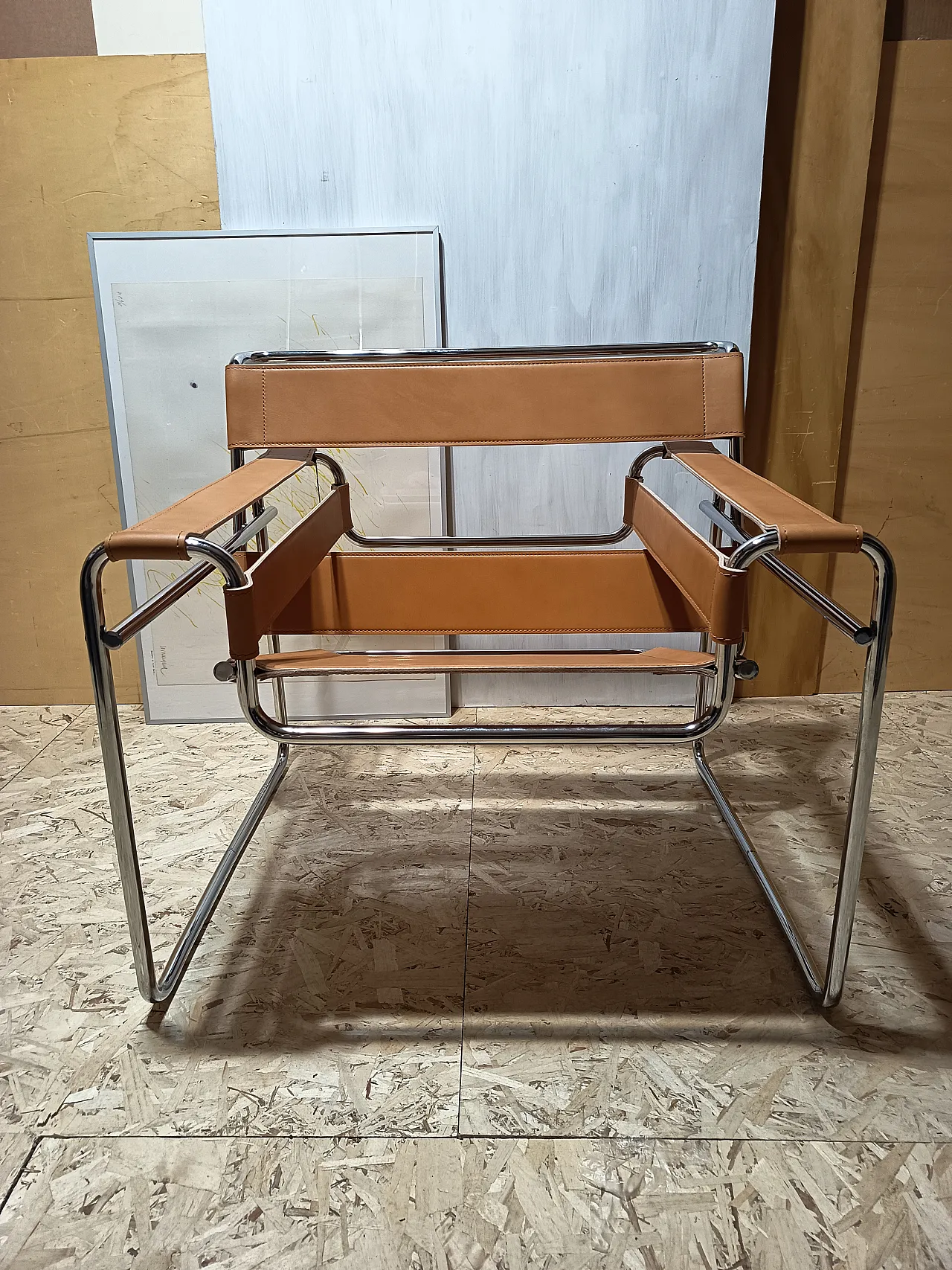 Wassilly armchair B3  by Knoll Studio in Cognac Natural Leather, 2000s 31