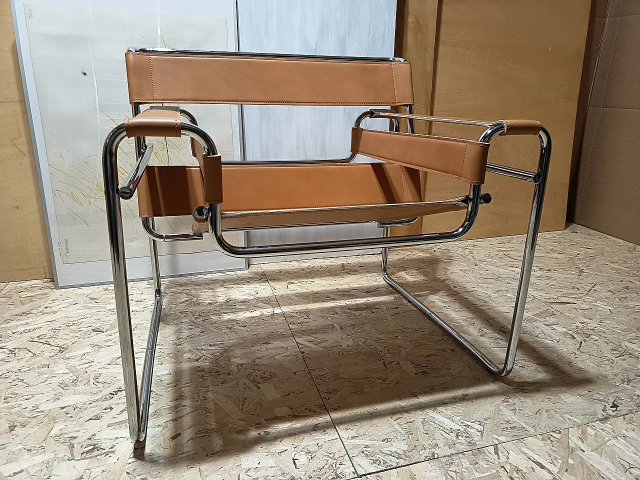 Wassilly armchair B3  by Knoll Studio in Cognac Natural Leather, 2000s 34