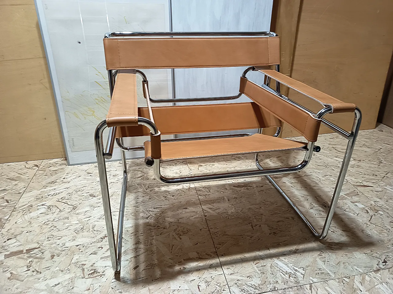 Wassilly armchair B3  by Knoll Studio in Cognac Natural Leather, 2000s 35