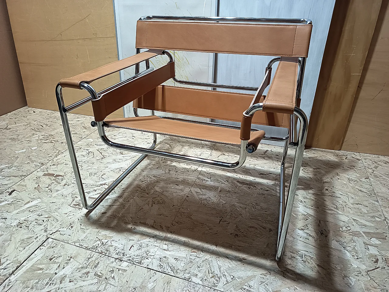 Wassilly armchair B3  by Knoll Studio in Cognac Natural Leather, 2000s 36