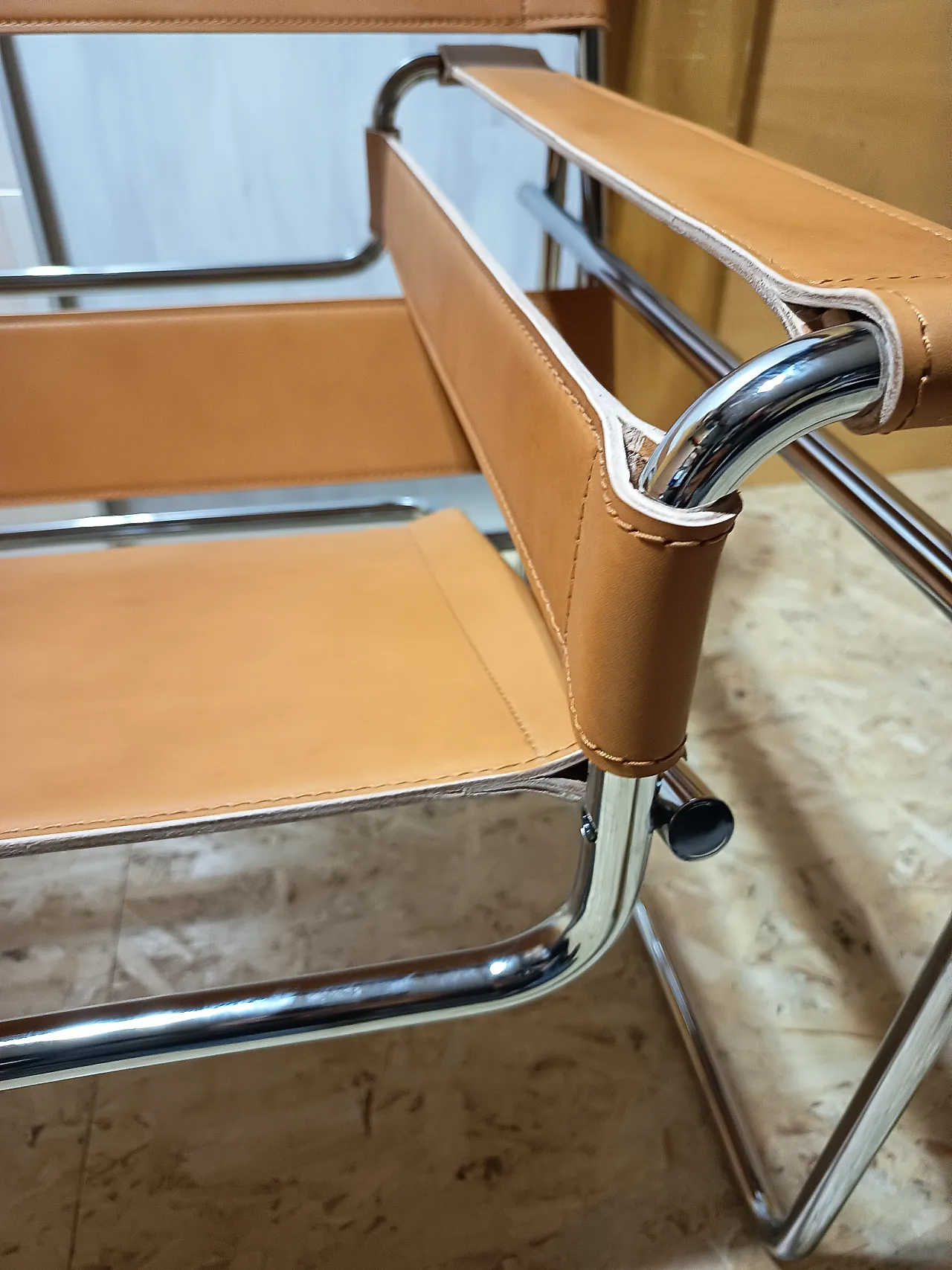 Wassilly armchair B3  by Knoll Studio in Cognac Natural Leather, 2000s 41