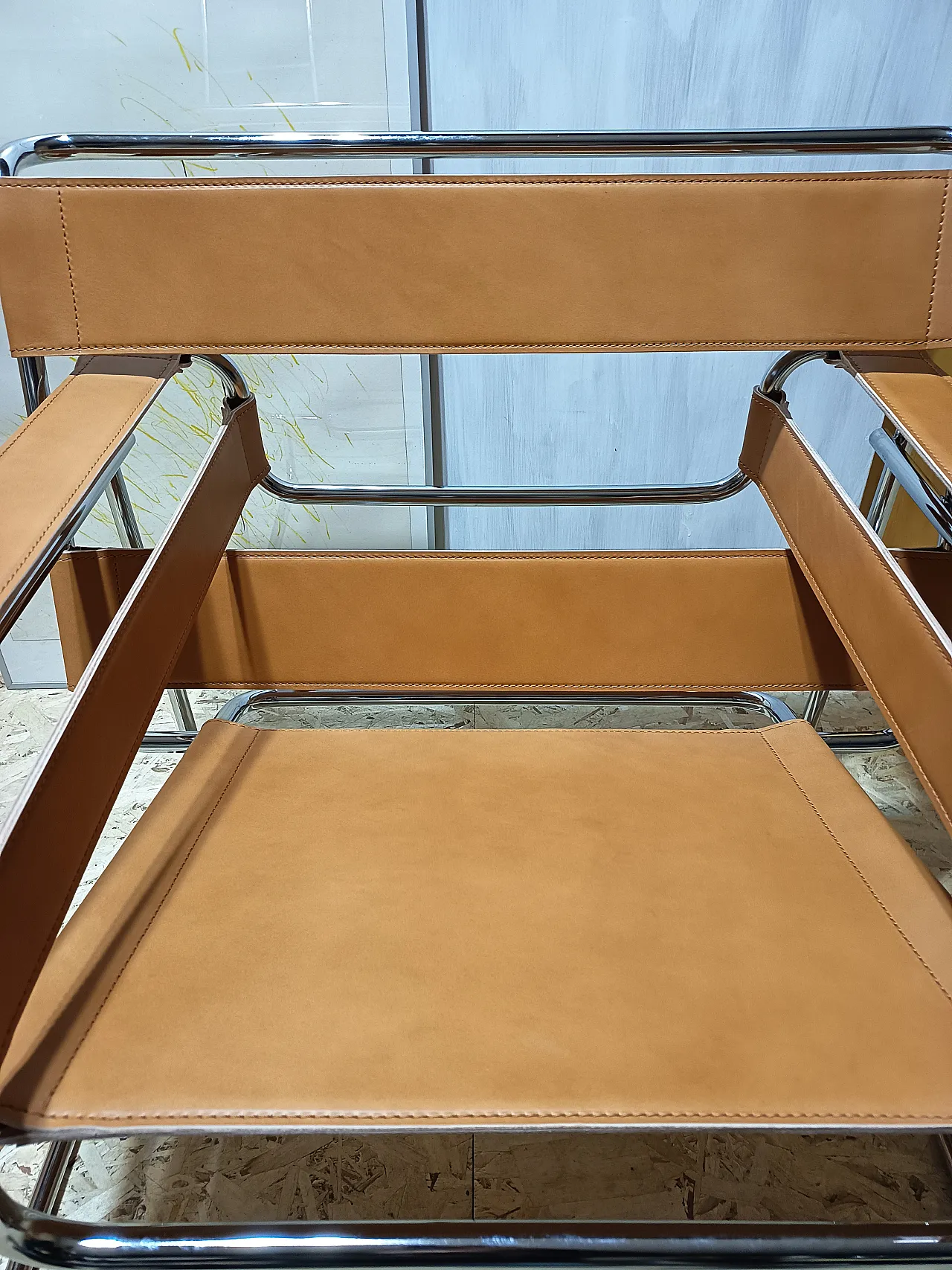 Wassilly armchair B3  by Knoll Studio in Cognac Natural Leather, 2000s 44