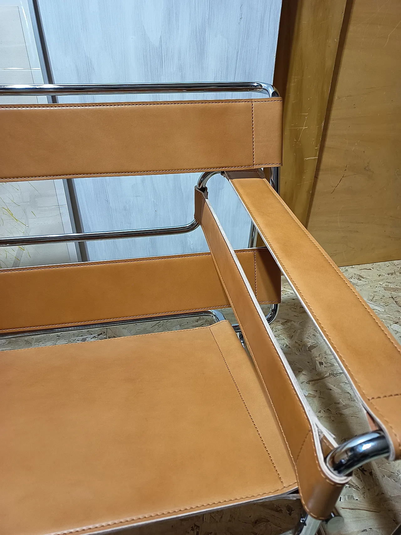 Wassilly armchair B3  by Knoll Studio in Cognac Natural Leather, 2000s 45