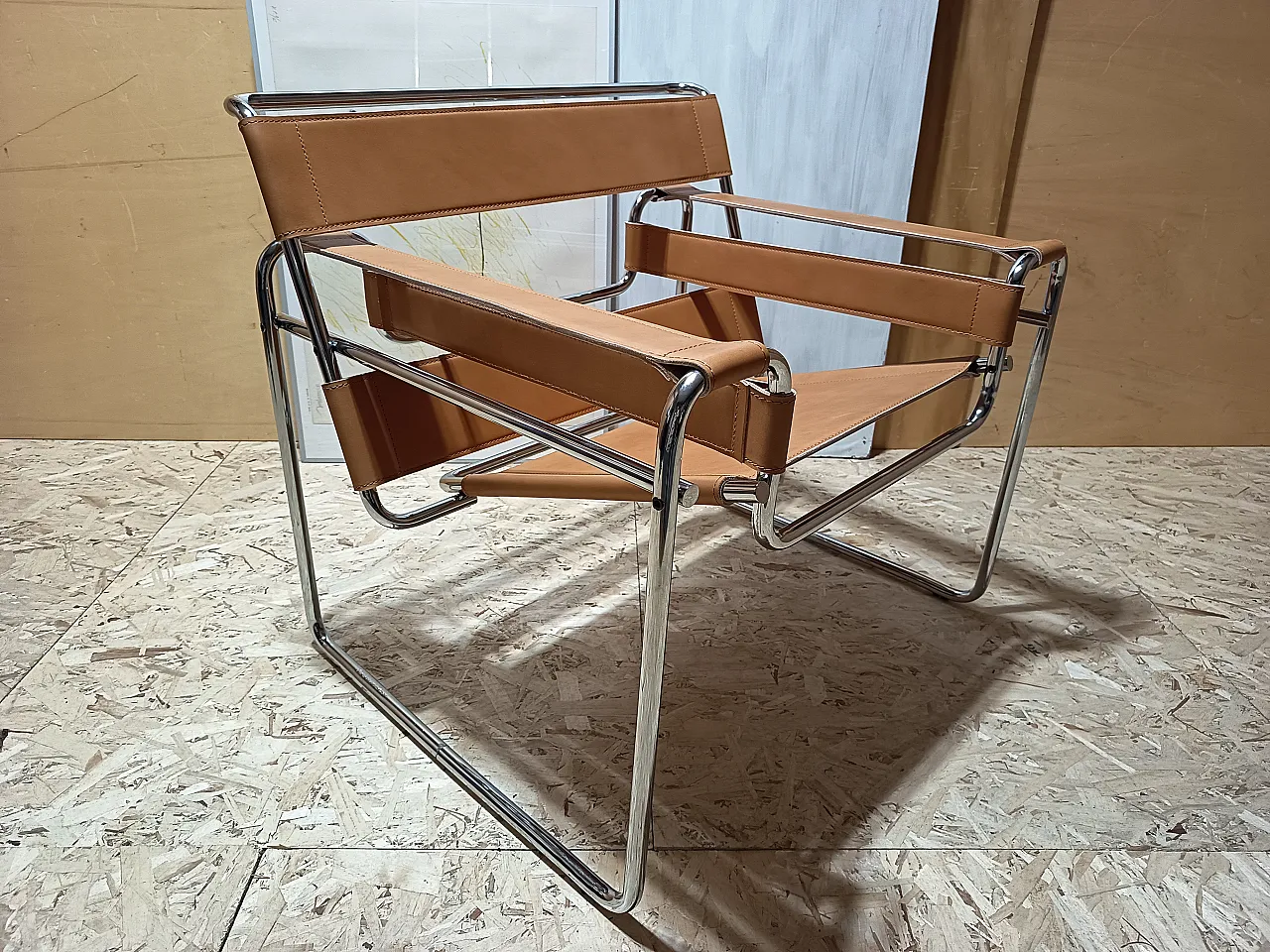 Wassilly armchair B3  by Knoll Studio in Cognac Natural Leather, 2000s 47