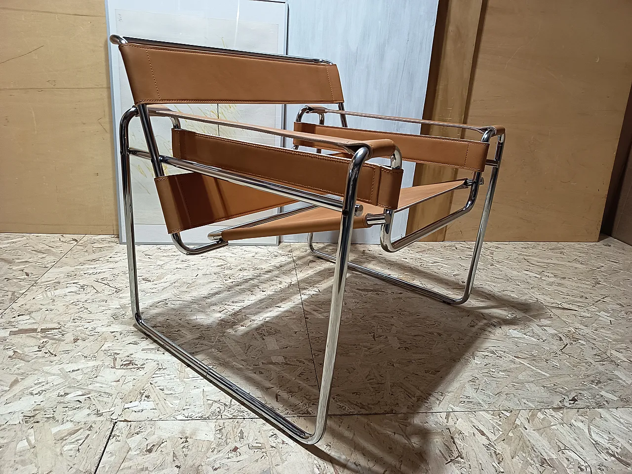 Wassilly armchair B3  by Knoll Studio in Cognac Natural Leather, 2000s 51