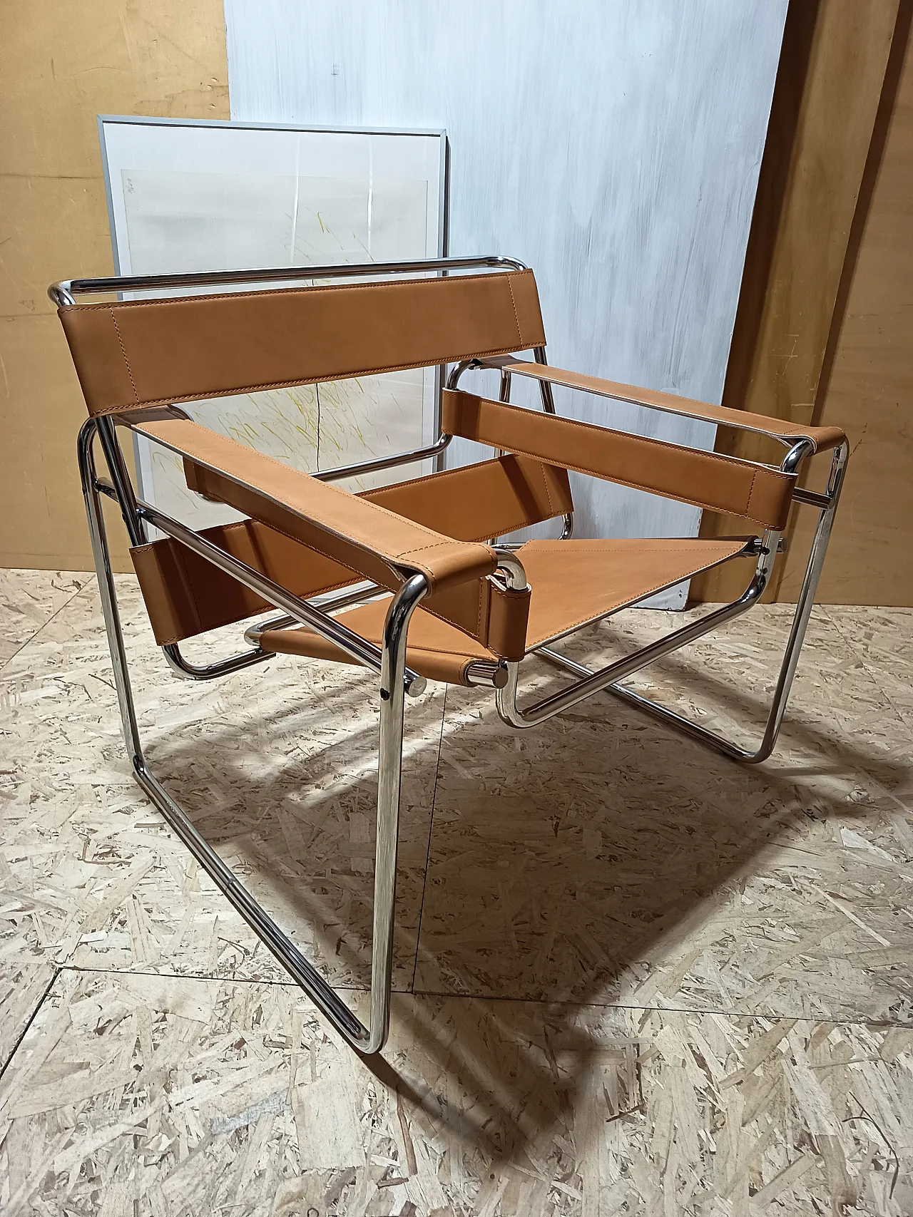 Wassilly armchair B3  by Knoll Studio in Cognac Natural Leather, 2000s 53