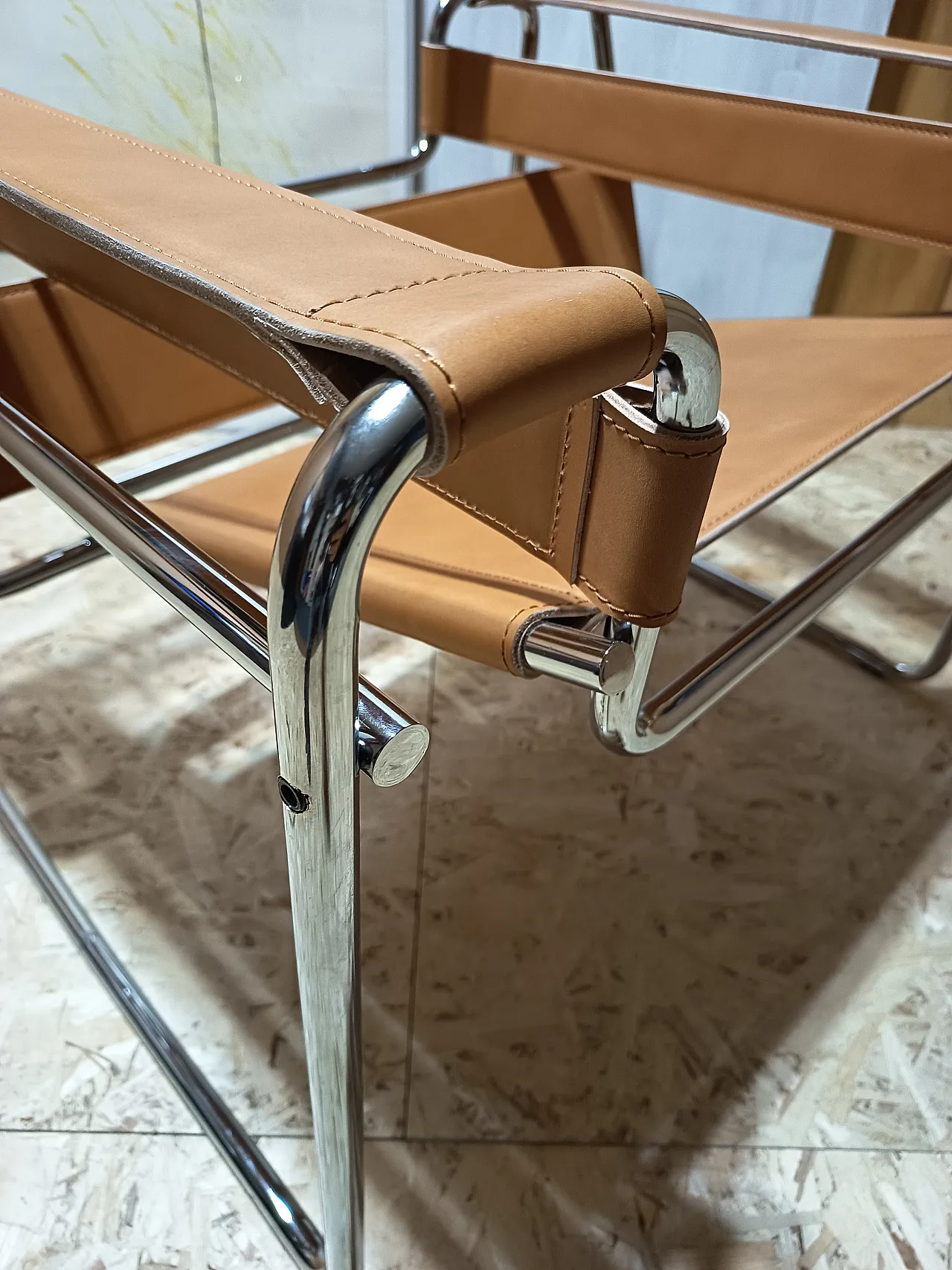 Wassilly armchair B3  by Knoll Studio in Cognac Natural Leather, 2000s 54