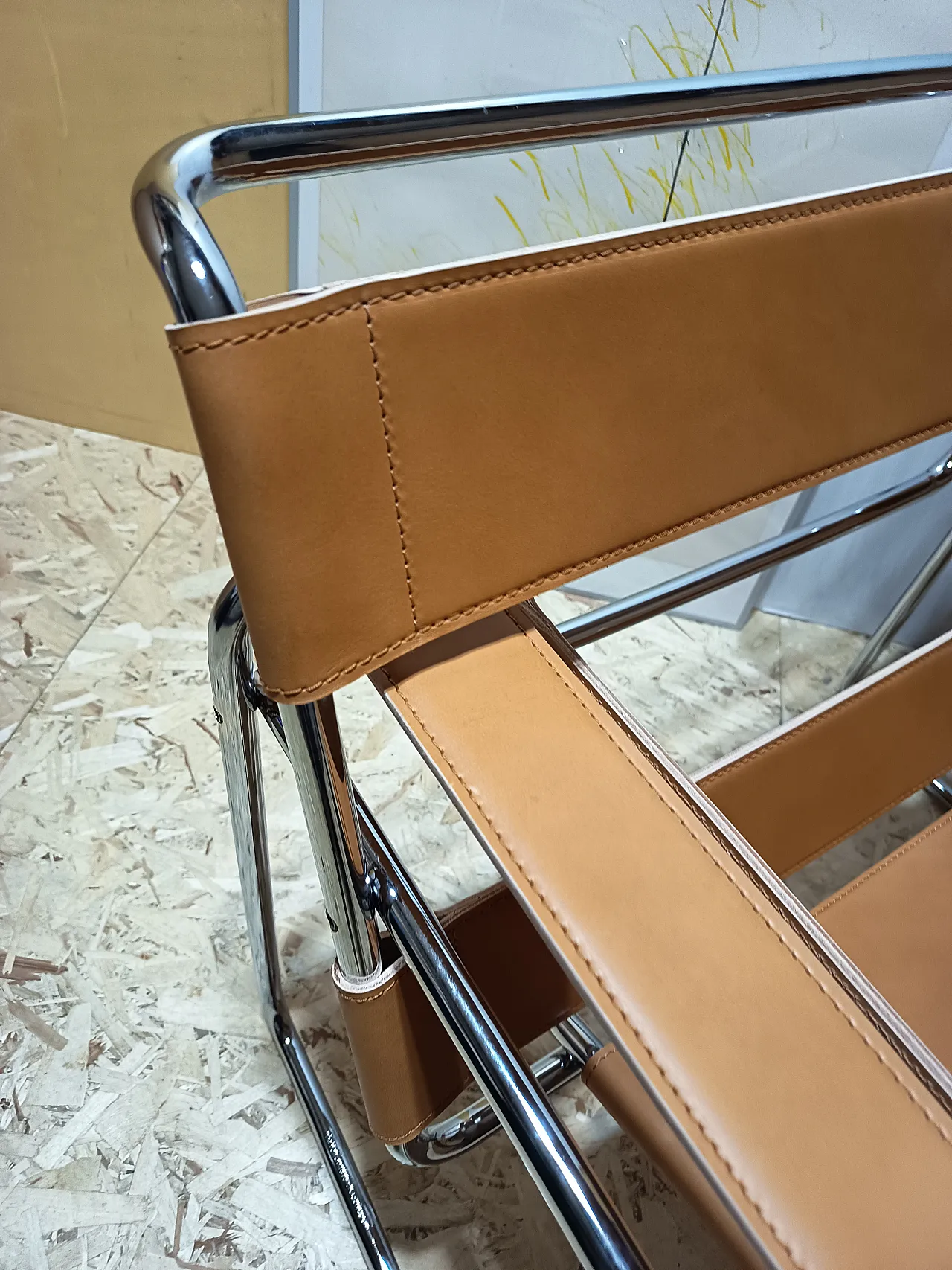 Wassilly armchair B3  by Knoll Studio in Cognac Natural Leather, 2000s 56