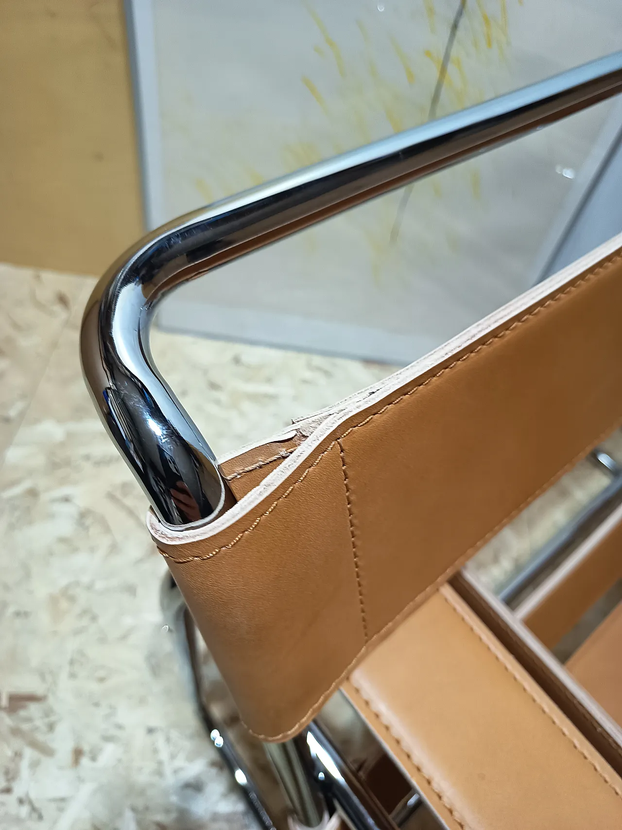 Wassilly armchair B3  by Knoll Studio in Cognac Natural Leather, 2000s 62