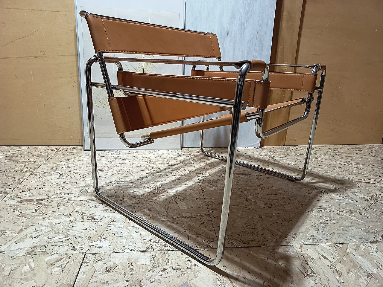 Wassilly armchair B3  by Knoll Studio in Cognac Natural Leather, 2000s 65