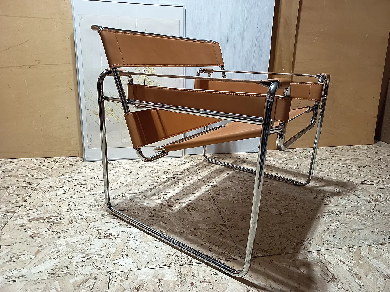 Wassilly armchair B3  by Knoll Studio in Cognac Natural Leather, 2000s 67