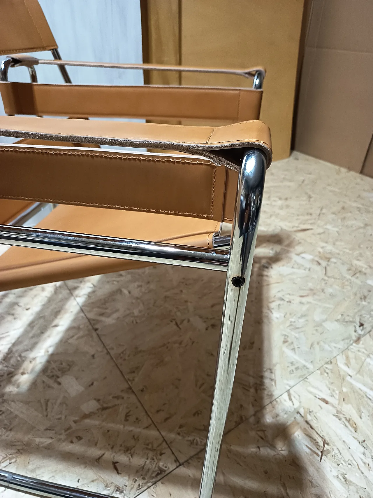 Wassilly armchair B3  by Knoll Studio in Cognac Natural Leather, 2000s 68