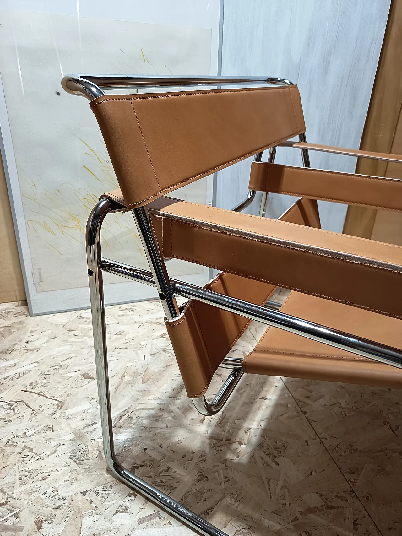 Wassilly armchair B3  by Knoll Studio in Cognac Natural Leather, 2000s 69