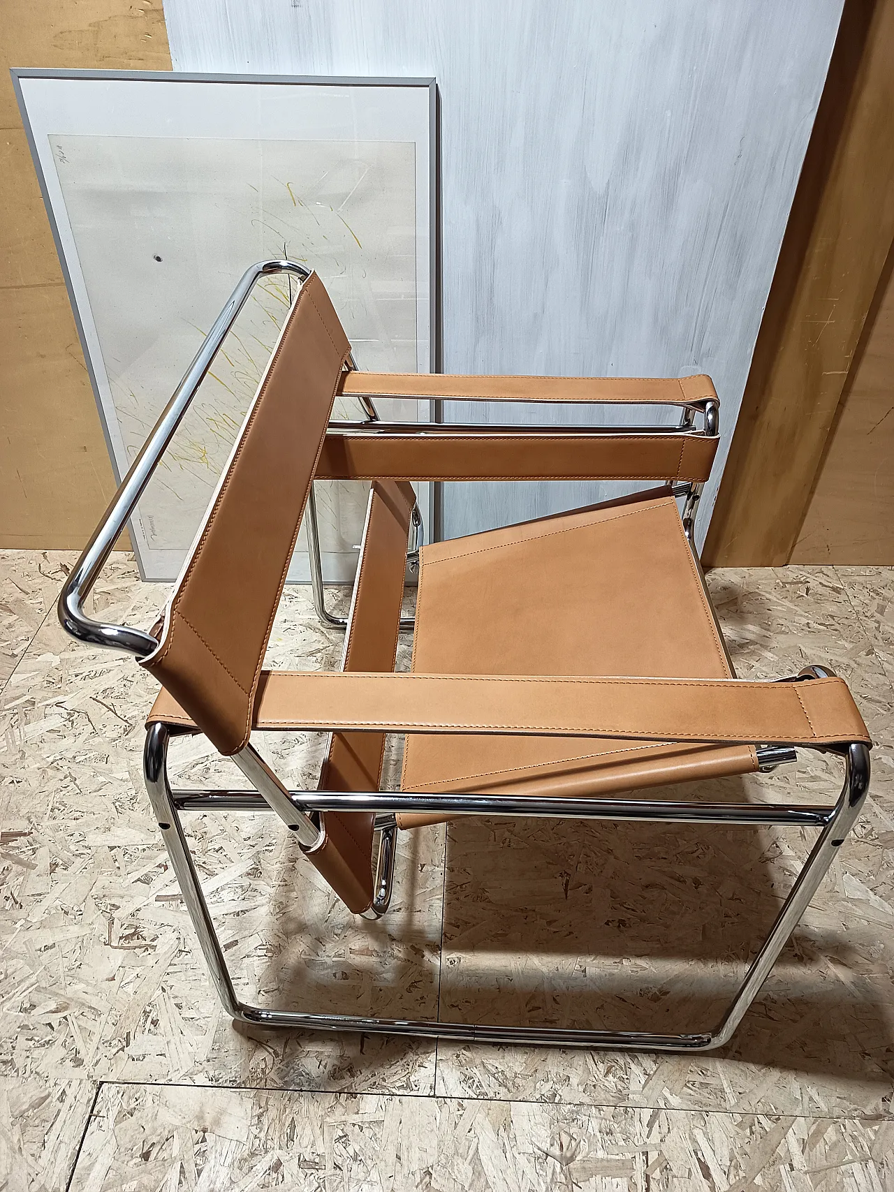 Wassilly armchair B3  by Knoll Studio in Cognac Natural Leather, 2000s 75